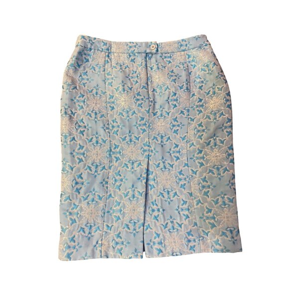 Vintage Moda International Skirt Womens 8 Used Blue Silver - Picture 6 of 13